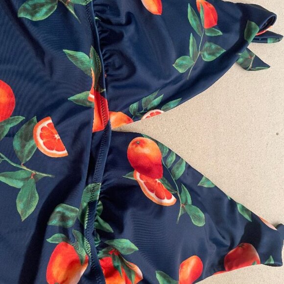 👙👙 COLORFUL CITRUS ORANGE ONE PIECE SWIM SUIT LOW CUT  - NWT - XXL w/ sarong - Picture 6 of 10